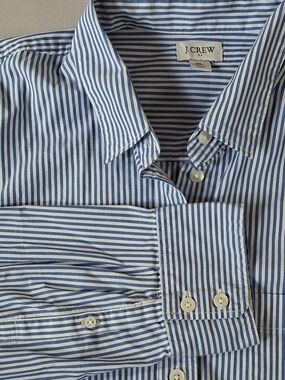 J. Crew Blue and White Striped Button-Down Shirt